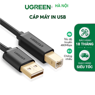 Dây, Cáp USB máy in dài 5m Ugreen 10352 chống nhiễu mạ vàng cao cấp