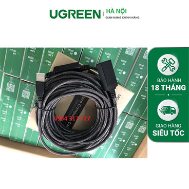Dây, Cáp USB nối dài 15m có chíp khuếch đại chính hãng Ugreen 10323 cao cấp