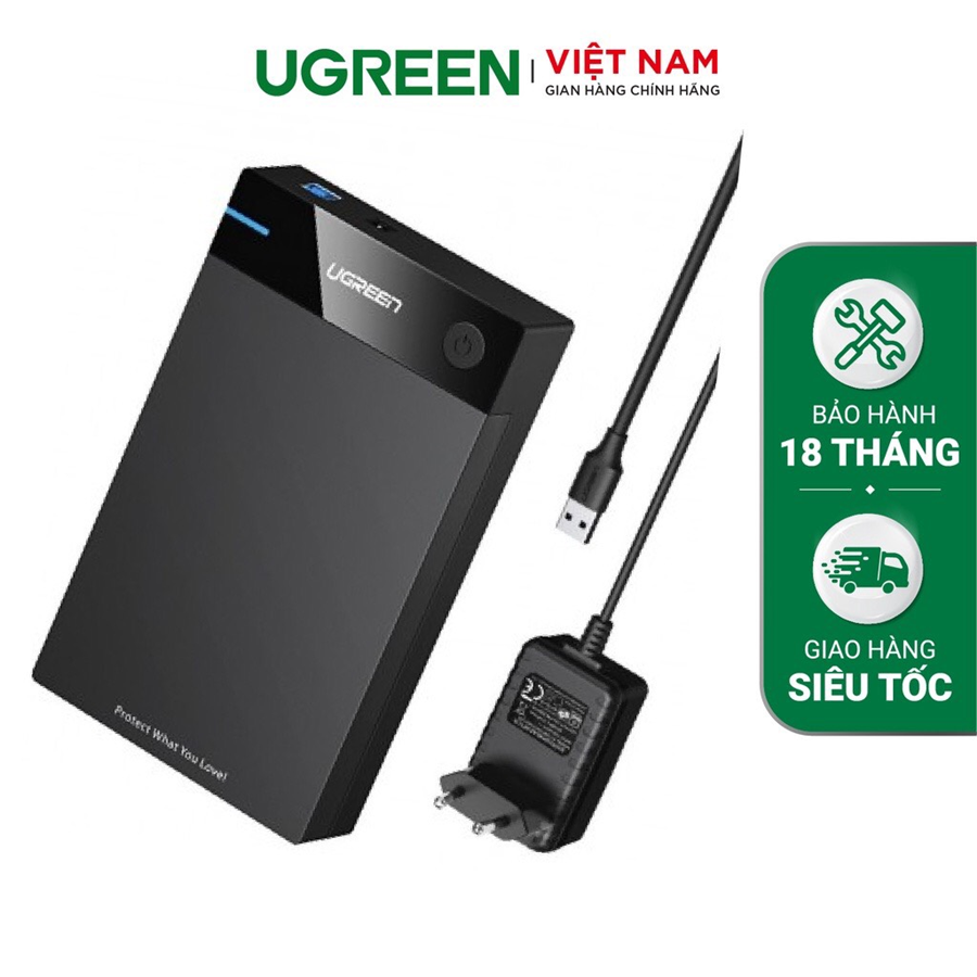 Hộp đựng ổ cứng 3.5 inch Sata/USB 3.0 hỗ trợ 10TB chính hãng Ugreen 50422 cao cấp
