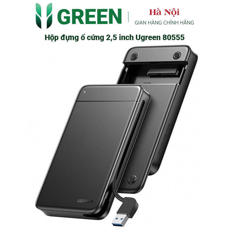 Hộp đựng ổ cứng Ugreen 80555 Cáp tích hợp vỏ ổ cứng USB-A đến 2,5 inch.