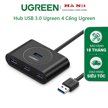 Hub USB 3.0 Ugreen 4 Cổng Ugreen CR113 20290, 20291 màu đen
