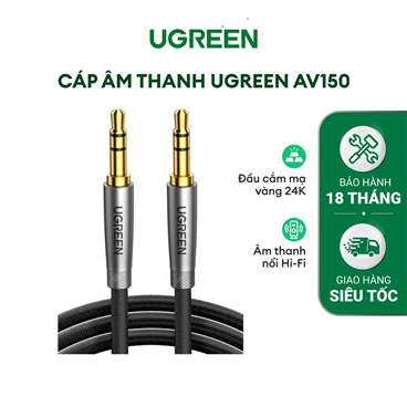 Ugreen 10116 Cáp âm thanh 3.5mm 2 đầu dương mạ vàng dài 3M hàng cao cấp màu đen