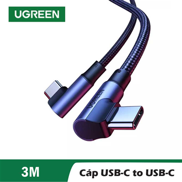 Ugreen 10357 UGREEN USB-C Male to USB-C Male 2.0 5V/5A Double Angle Round Cable Case Alu mạ niken 3m