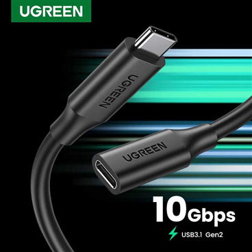 Ugreen 10387 Cáp nối dài USB Type-C 3.1 GEN2 (Male/Female) hỗ trợ 4k@60hz dài 1m chính hãng