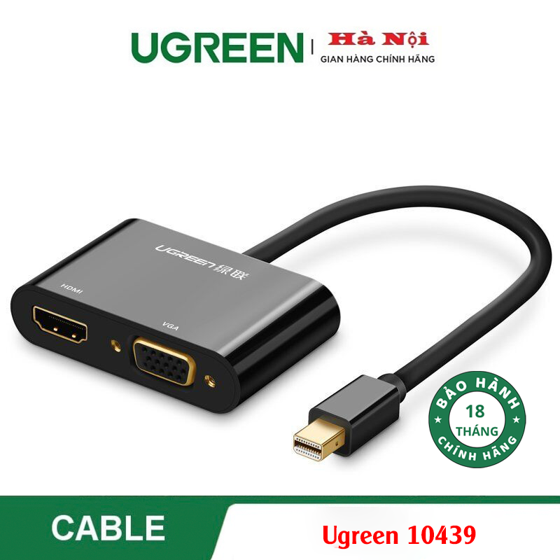 Ugreen 10439, Cáp chuyển đổi Mini Displayport to HDMI và VGA Cao Cấp