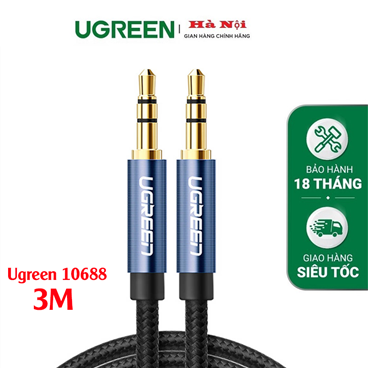 Ugreen 10688 Dây AV 3.5mm (M/M) dài 3M (Màu Xanh)