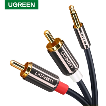 Ugreen 10749 cáp âm thanh 3.5mm ra 2 đầu RCA dài 1M mạ vàng 24K cao cấp