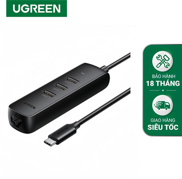 Ugreen 10917 Bộ chia USB Type C sang 3 cổng USB 3.0 và Lan 10/1000 Mbps cao cấp