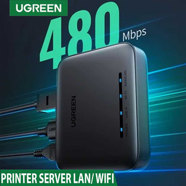 Ugreen 10941 Thiết bị Printer Server in qua mạng Lan hoặc Wifi (TCP/IP RAW) chính hãng cao cấp