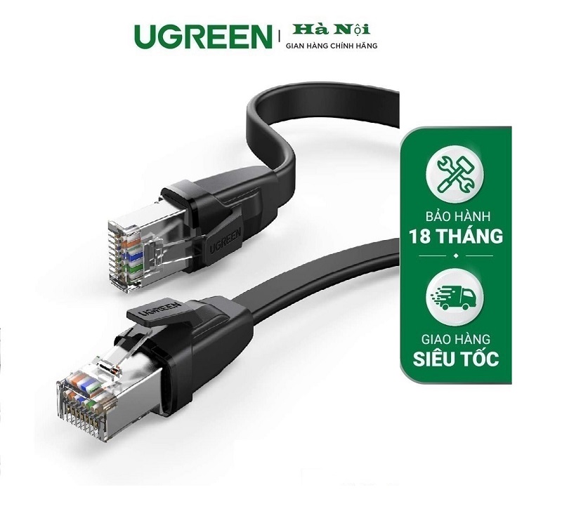 Ugreen 10980 Cáp mạng đúc sẵn dạng dẹt Cat8 dài 1,5M U-FTP 2000Mhz 30AWG cao cấp