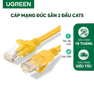 Ugreen 11231 Cáp mạng đúc sắn Cat5e dài 2M màu vàng cao cấp