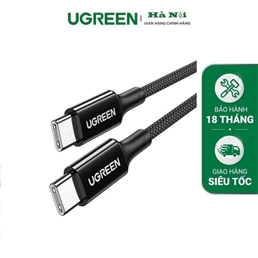 Ugreen 15276 UGREEN Cáp sạc nhanh USB-C sang USB-C silicon màu đen 1,5m chính hãng