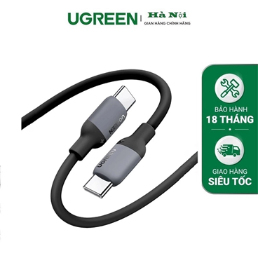 Ugreen 15282 Cáp sạc nhanh USB-C sang USB-C silicon màu đen 0,5m cao cấp