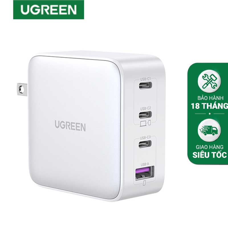 Ugreen 15336 Củ sạc nhanh 100W GaN Nexode 4 cổng,3 USB Type-C và 1 USB Type-A Hỗ trợ QC4+ chính hãng