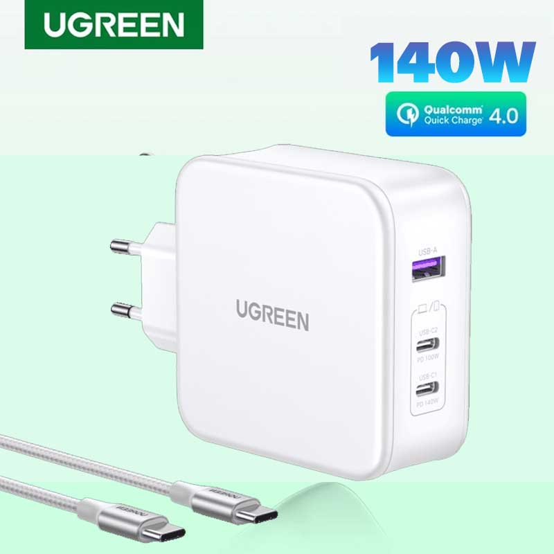 Ugreen 15339 Củ sạc nhanh Nexode 140W GaN PD3.1, 2 USB Type-C và 1 USB Type-A chính hãng (EU)