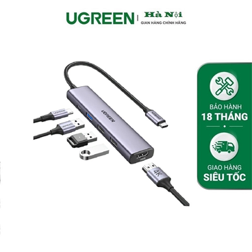 ugreen 15495 Bộ chuyển đổi USB-C đến 2xUSB-A 2.0+1xUSB-A 3.0+HDMI+PD 4K@30Hz