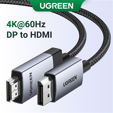 Ugreen 15774 Cáp chuyển đổi Displayport sang HDMI dài 2M hỗ trợ 4K60Hz, 2K144Hz, 1080p240Hz