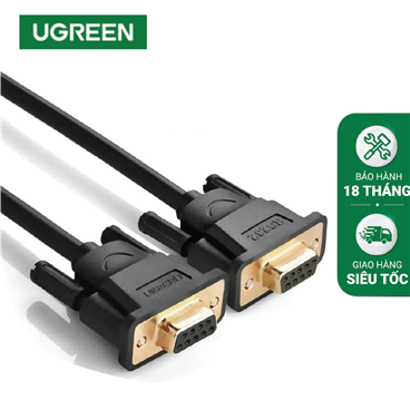 Ugreen 20149 Cap cổng com UGREEN DB9 RS232 Adapter Female to Female Cable 1.5m (Đen)