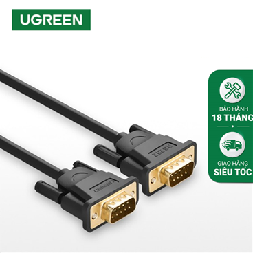 Ugreen 20153 Cáp cổng COM UGREEN DB9 RS232 Adapter Male to Male Cable 1.5m (Đen)