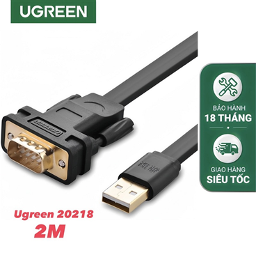 Ugreen 20218 cáp tín hiệu chuyển đổi USB 2.0 sang com RS232 dài 2M dáng dẹt cao cấp