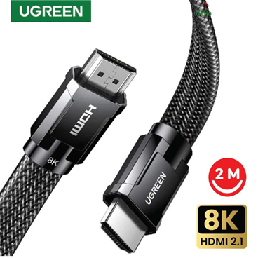 Ugreen 20228 Cáp phẳng bện hợp kim kẽm HDMI M/M dài 2m chuẩn 8K/60Hz 4K/120Hz cao cấp