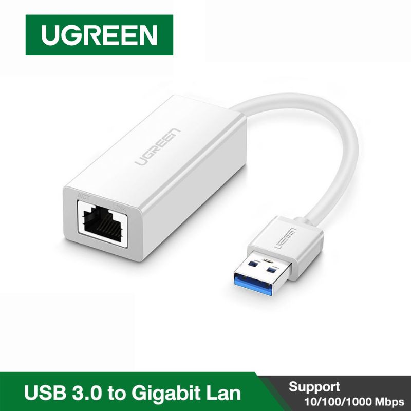 UGREEN 20255 Cáp chuyển USB 3.0 to Lan hỗ trợ 10/100/1000 Mbps chính hãng