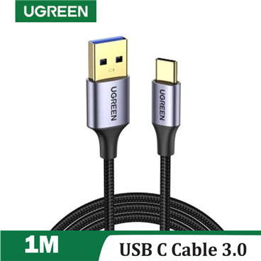 Ugreen 20287 Cáp UGREEN USB3.0 A/M sang USB-C/M có vỏ nhôm màu xám đậm 1m (Đen)