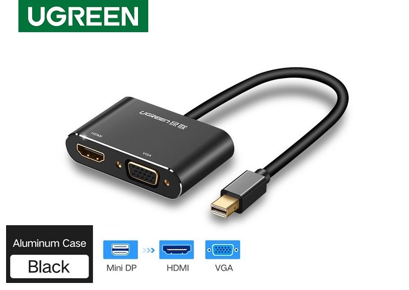 Ugreen 20422 Bộ chuyển đổi Mini DP sang HDMI + VGA (màu đen)