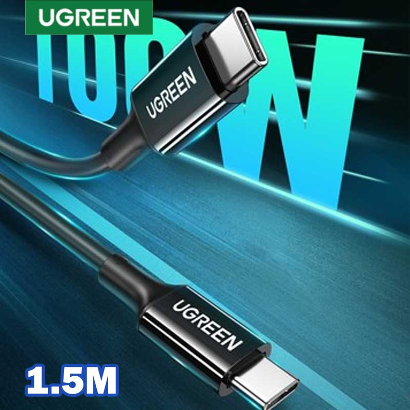 Ugreen 20528 Cáp dữ liệu Type C 2.0 Male To Type C 2.0 Male 5A Black 1M Black 1.5M chính hãng