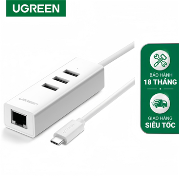 Ugreen 20792 Bộ chia USB Type C sang Hub 3 cổng USB 2.0 và 1 cổng Lan cao cấp