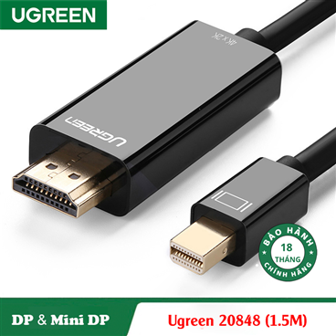 Ugreen 20848, Cáp chuyển đổi Mini DP sang HDMI hỗ trợ phân phải 4K x 2K Cao Cấp Dài 1.5M
