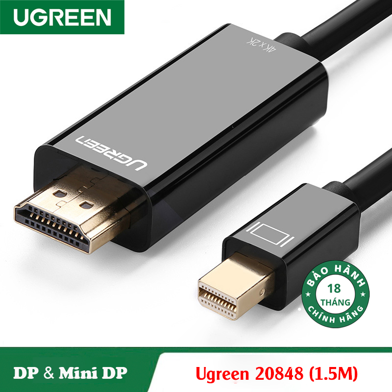 Ugreen 20848, Cáp chuyển đổi Mini DP sang HDMI hỗ trợ phân phải 4K x 2K Cao Cấp Dài 1.5M