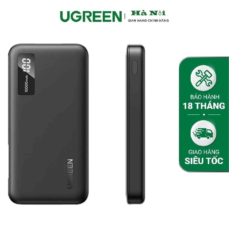 UGREEN 25742 Sạc Nhanh Hai Chiều Pin Dự Phòng 10000mAh  Màu Đen chính hãng