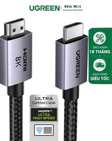 Ugreen 25910 Cáp HDMI 2.1 dài 2M 8K@60Hz 48Gbps hỗ trợ HDR eARC chính hãng cao cấp