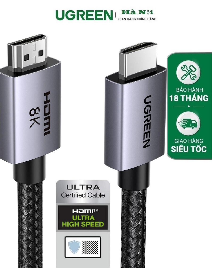 Ugreen 25911 Cáp HDMI 2.1 8K 48Gbps 10FT, 4K@240Hz 120Hz 10K 8K@60Hz, HDCP 2.2&2.3, eARC HDR