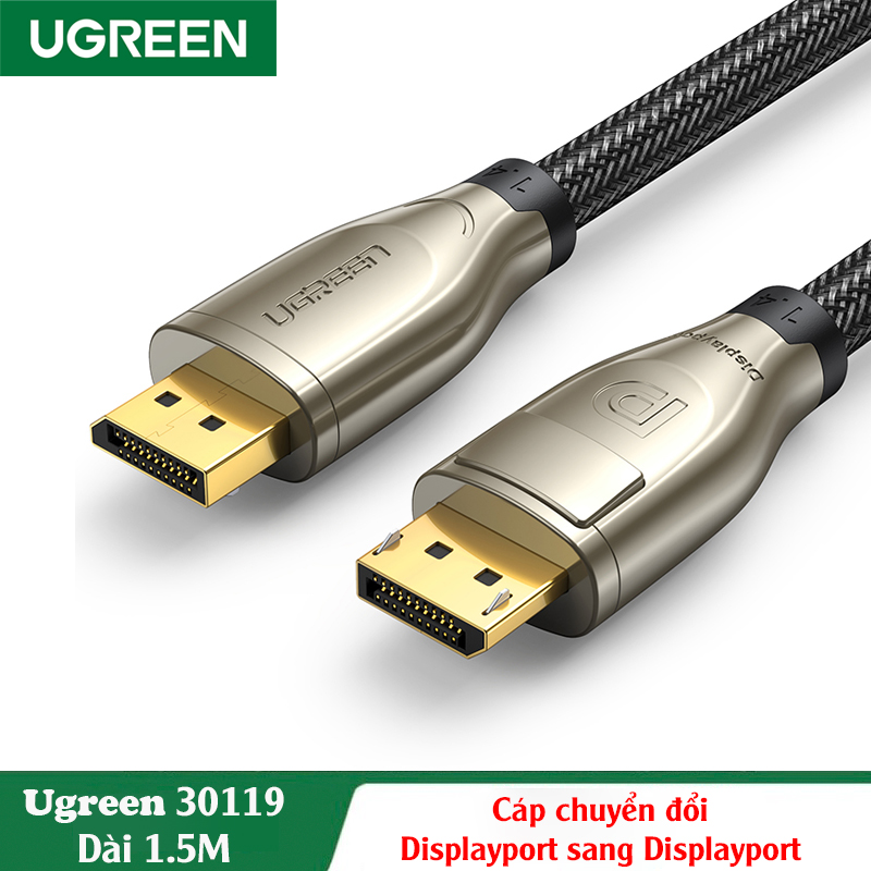 Ugreen 30119, Cáp Displayport hỗ trợ 3D, 4K*2K 60Hz Dài 1.5M Cao Cấp Chính Hãng