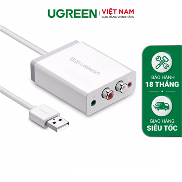 Ugreen 30521 Cáp chuyển USB to RCA hỗ trợ Mic + Headphone chính hãng