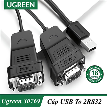 Ugreen 30769 cáp chuyển USB 2.0 tới 2 Com RS232 dài 1.5M cao cấp