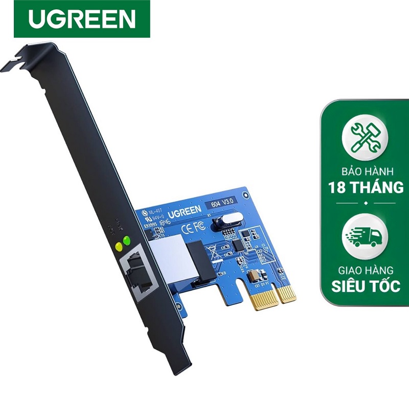 Ugreen 30771 Card mạng Lan PCI Express Gigabit 10/100/1000 Mbps cao cấp