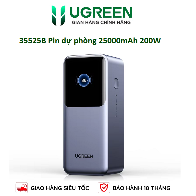 UGREEN 35525B Pin dự phòng Sạc nhanh Nexode 25000mAh 200W , USB C chính hãng