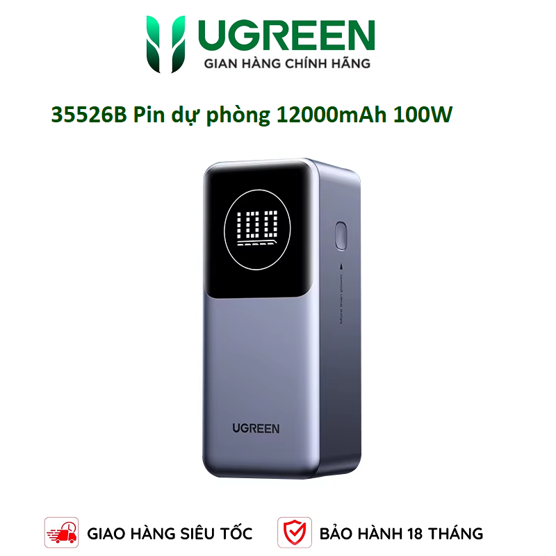 UGREEN 35526B Pin dự phòng Sạc nhanh Nexode 12000mAh 100W , USB C chính hãng