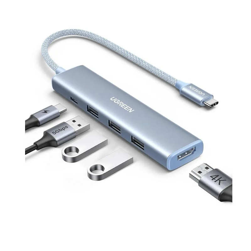 Ugreen 35581 Hub Revodok USB Type-C 5 trong 1 ra HDMI 4K@30Hz, USB 3.0, Sạc PD 100W cao cấp