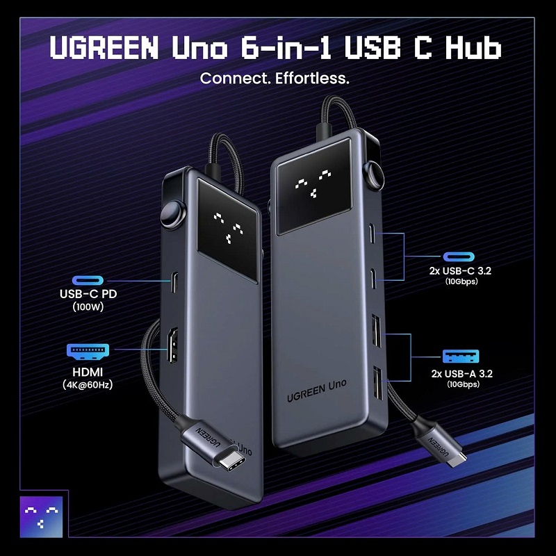 Ugreen 35998 Hub typeC sang USB-C PD+2*USB 3.2+2*USB-C 3.2 data +HDMI hỗ trợ 4K