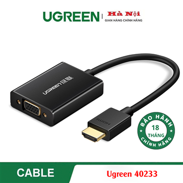Ugreen 40233, Cáp Chuyển Đổi HDMI Sang VGA Có Audio Cao Cấp Chính hãng