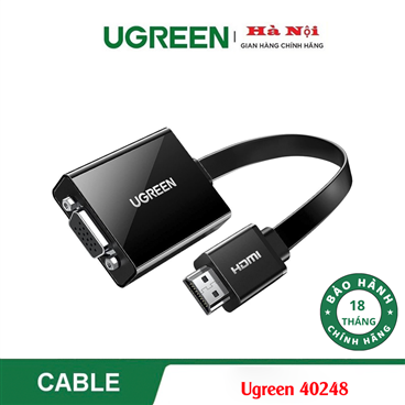 Ugreen 40248 Dây, Cáp chuyển đổi từ HDMI sang VGA dẹt có tích hợp Audio Cao Cấp Chính Hãng