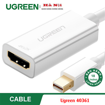Ugreen 40361, Cáp chuyển Mini Displayport ra HDMI hỗ trợ 2K 4K Cao Cấp Chính Hãng