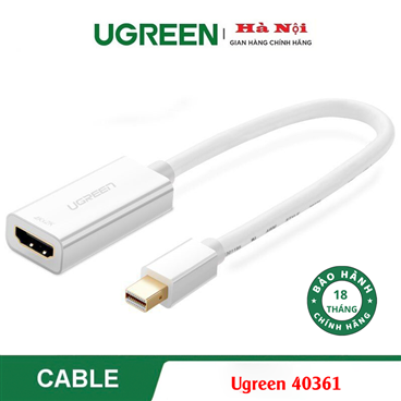 Ugreen 40361, Cáp chuyển Mini Displayport ra HDMI hỗ trợ 2K 4K Cao Cấp Chính Hãng (Màu Trắng)