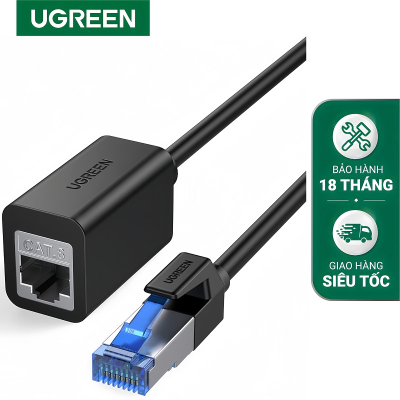 Ugreen 40497 Cáp nối dài mạng Lan Cat8 dài 0.5M tốc độ 40 Gbps cao cấp