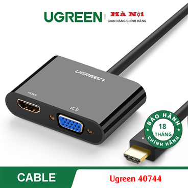 Ugreen 40744, Cáp chuyển đổi HDMI to VGA+HDMI Có Audio Chính Hãng Cao Cấp