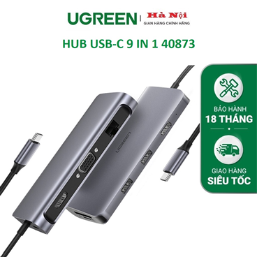 Ugreen 40873 - Bộ chuyển đổi đa năng USB typeC 9 in 1